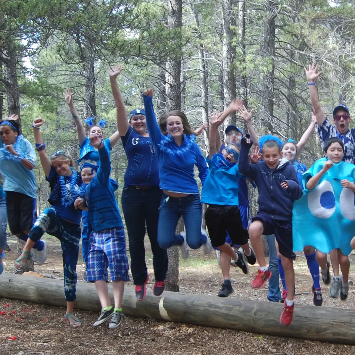 Blue team jumping