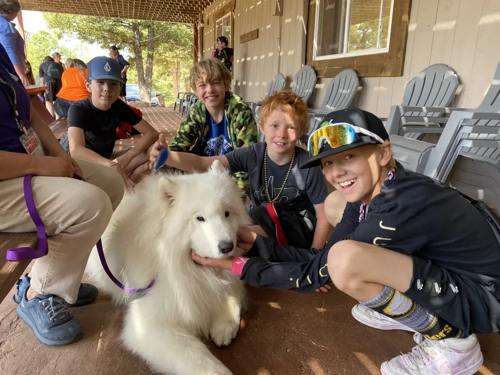 Kids and a dog